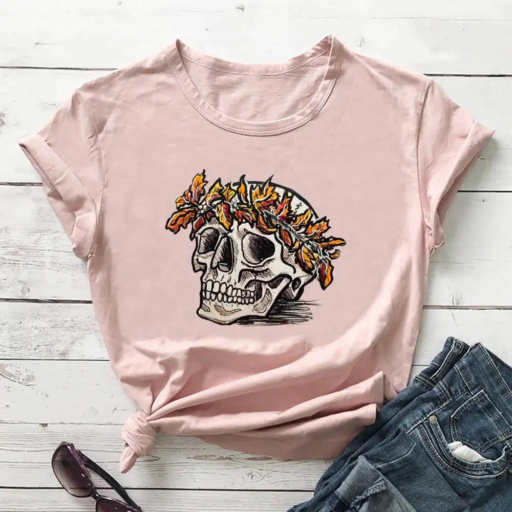 Halloween Skull with Flower 100%Cotton Women Tshirt Unisex Holiday Funny Summer Casual Short Sleeve Top Halloween Party Shirt
Halloween Skull with Flower 100%Cotton Women Tshirt Unisex Holiday Funny Summer Casual Short Sleeve Top Halloween Party Shirt