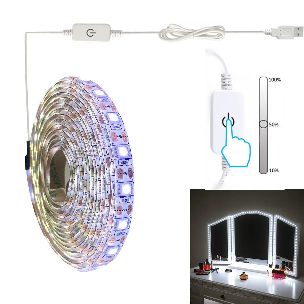 Makeup Vanity light 5V USB Flexible LED Light USB Touch Dimming Mirror DIY Strip Lamp TV Backlight 1m-3m For Kitchen Desk Decor
Makeup Vanity light 5V USB Flexible LED Light USB Touch Dimming Mirror DIY Strip Lamp TV Backlight 1m-3m For Kitchen Desk Decor