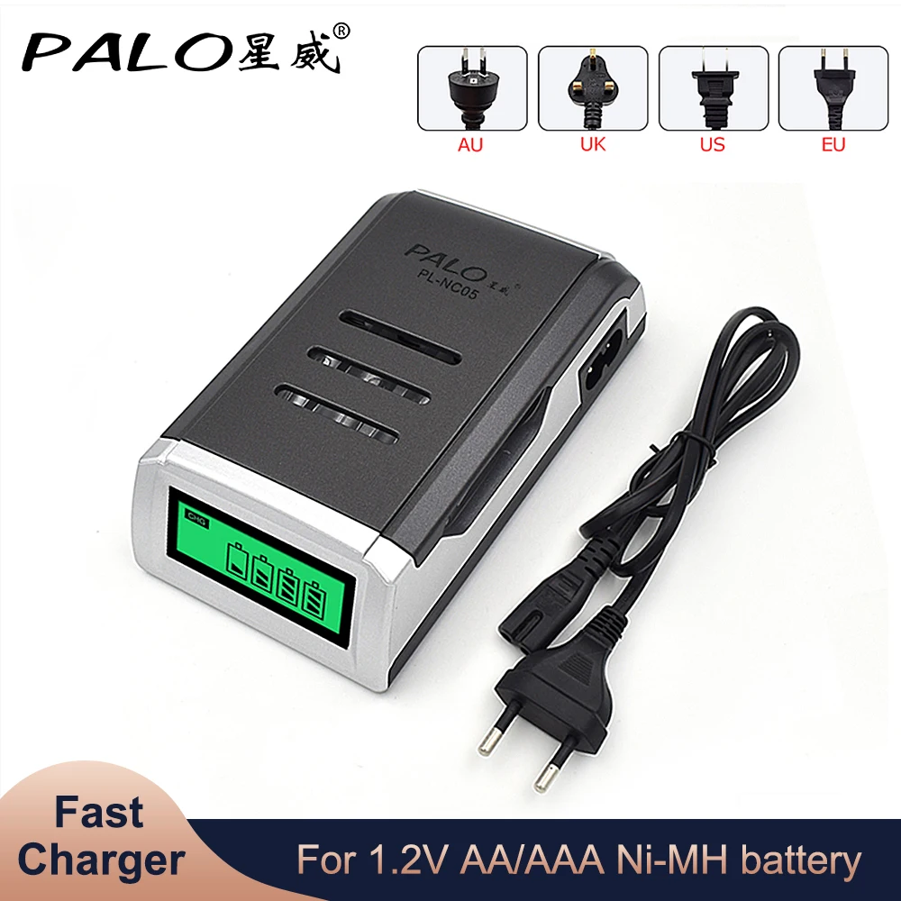 PALO LCD Quick Charger with 4 Slots LCD Display Smart Intelligent Battery Charger for AA / AAA NiCd NiMh Rechargeable Batteries
PALO LCD Quick Charger with 4 Slots LCD Display Smart Intelligent Battery Charger for AA / AAA NiCd NiMh Rechargeable Batteries