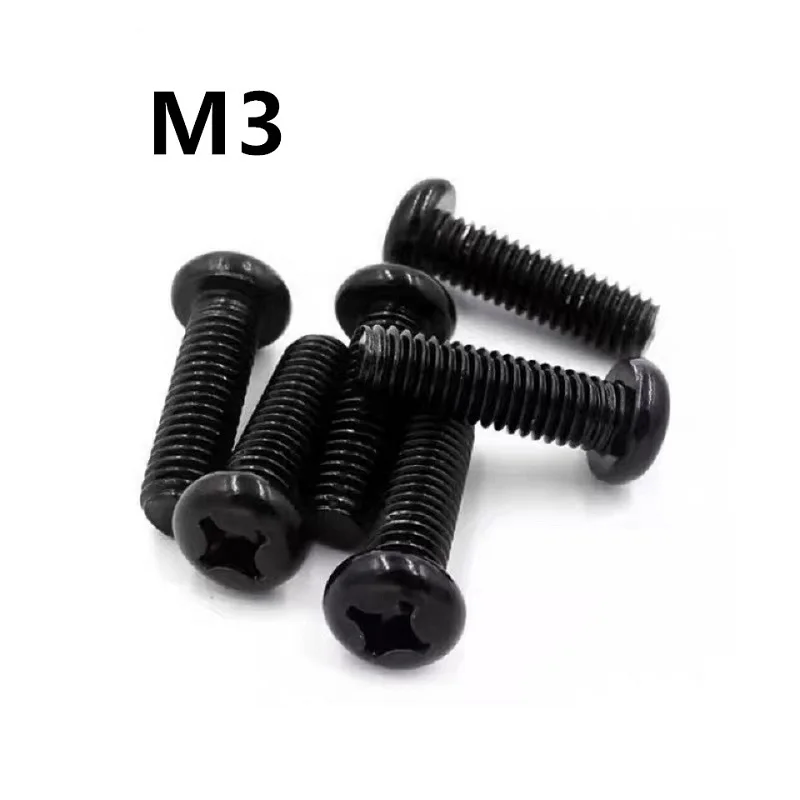 1000PCS M3x4/5/6/8/10/12/14/16/18/20/25/30mm PM GB818 Black 304 Stainless steel pan head semi-circular head cross machine screw
1000PCS M3x4/5/6/8/10/12/14/16/18/20/25/30mm PM GB818 Black 304 Stainless steel pan head semi-circular head cross machine screw
