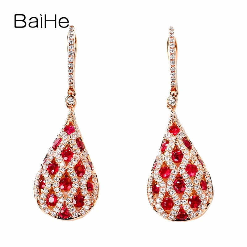 BAIHE Solid 14K Rose Gold Natural Ruby Water Droplets Stud Earrings Women Wedding Trendy Fine Jewelry Rubiniai ausų žiedai
BAIHE Solid 14K Rose Gold Natural Ruby Water Droplets Stud Earrings Women Wedding Trendy Fine Jewelry Rubiniai ausų žiedai