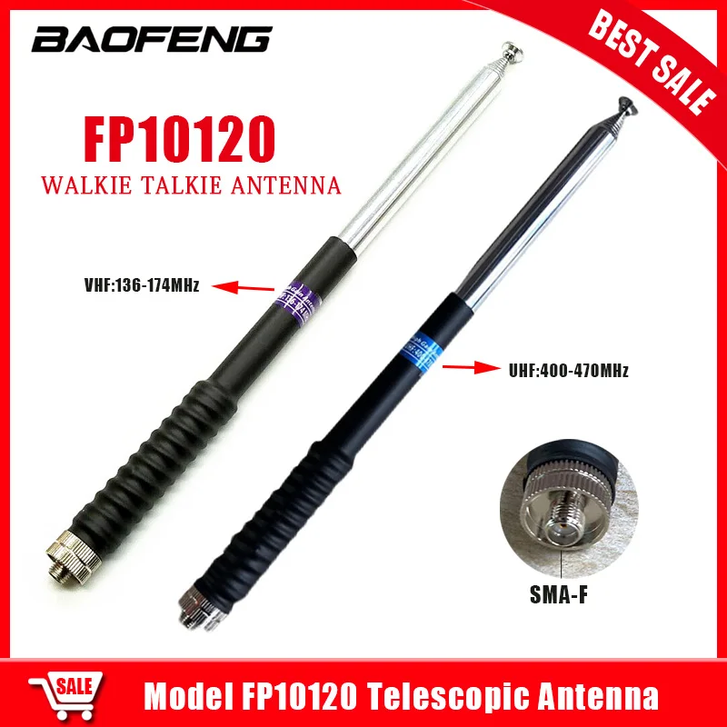 FP10120 Telescopic Antenna SMA-F UHF 400-470MHz/VHF 136-174MHz for Kenwood BAOFENG Walkie Talkie UV-5R BF-888S Radio Accessories
FP10120 Telescopic Antenna SMA-F UHF 400-470MHz/VHF 136-174MHz for Kenwood BAOFENG Walkie Talkie UV-5R BF-888S Radio Accessories