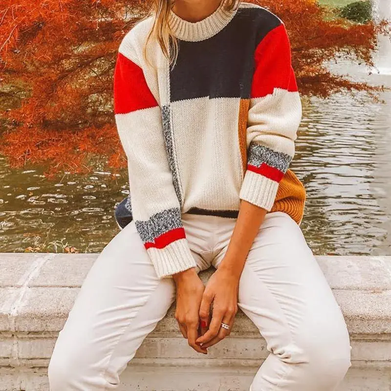 Autumn Knitted Plaid Patchwork Casual Pullover Sweater O-neck Loose Pretty Style Women's Tops 2019 Winter Ladies Sweaters
Autumn Knitted Plaid Patchwork Casual Pullover Sweater O-neck Loose Pretty Style Women's Tops 2019 Winter Ladies Sweaters