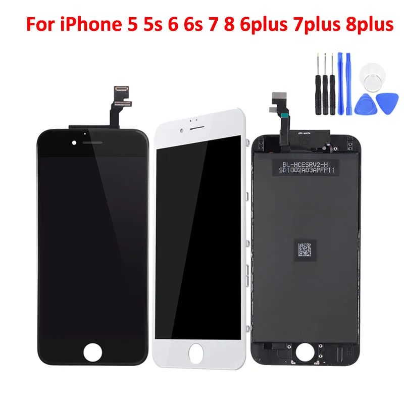 Сменный ЖК-экран для iPhone 6 6S 7 8 7Plus, дигитайзер сенсорного экрана в сборе для iPhone 5, без битых пикселей, инструменты для замены экрана
Сменный ЖК-экран для iPhone 6 6S 7 8 7Plus, дигитайзер сенсорного экрана в сборе для iPhone 5, без битых пикселей, инструменты для замены экрана