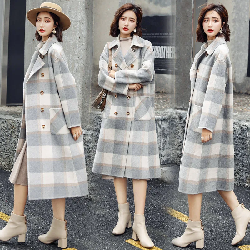 Sweet Plaid Long Coat for Women Wide-waisted Wool Coat and Jacket Turn-down Collar Pockets Women Clothes
Sweet Plaid Long Coat for Women Wide-waisted Wool Coat and Jacket Turn-down Collar Pockets Women Clothes