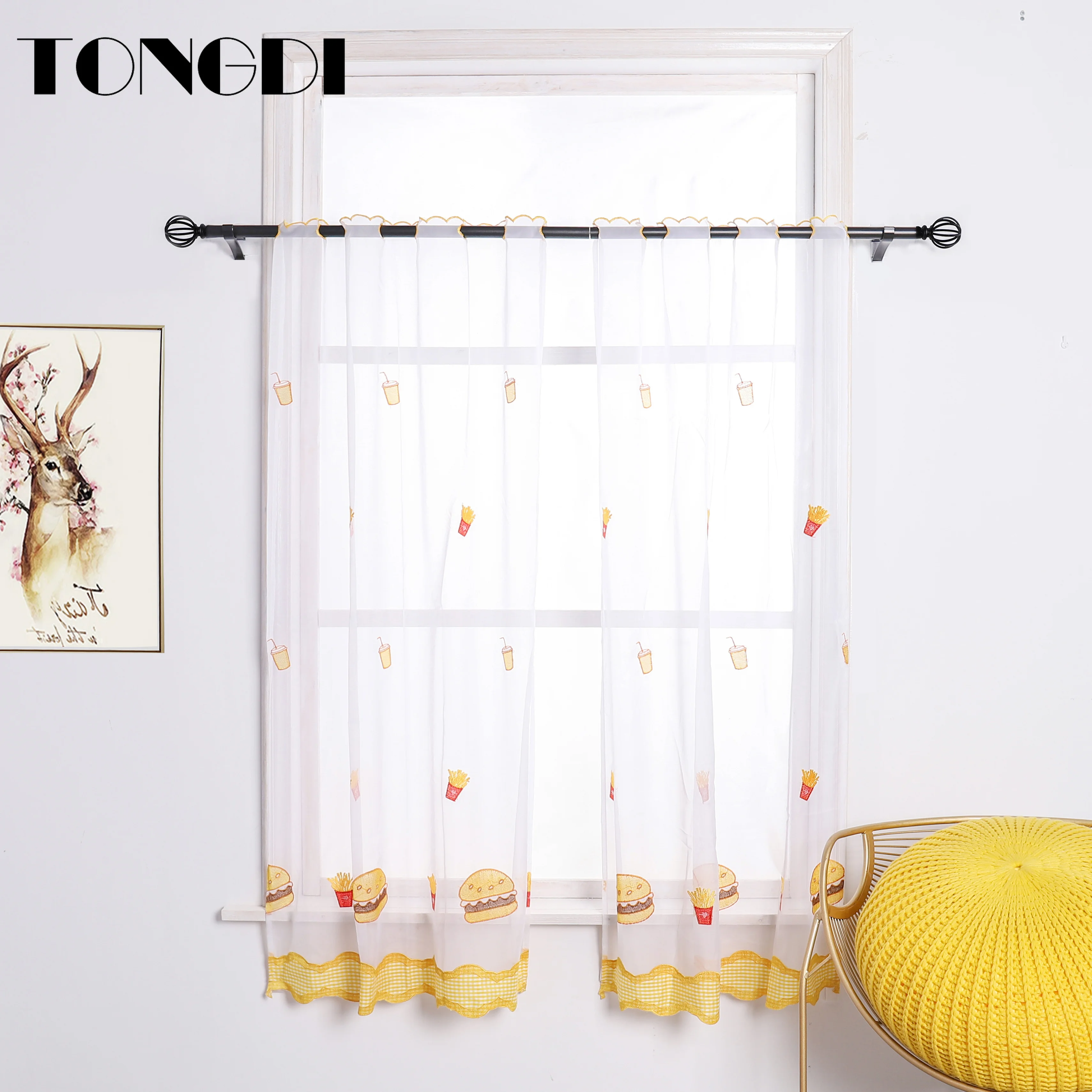 TONGDI Home Kitchen Curtain Short Tiers Cartoon Hamburg Embroidery Tulle Small Valance Decoration For Window Kitchen Dining Room
TONGDI Home Kitchen Curtain Short Tiers Cartoon Hamburg Embroidery Tulle Small Valance Decoration For Window Kitchen Dining Room