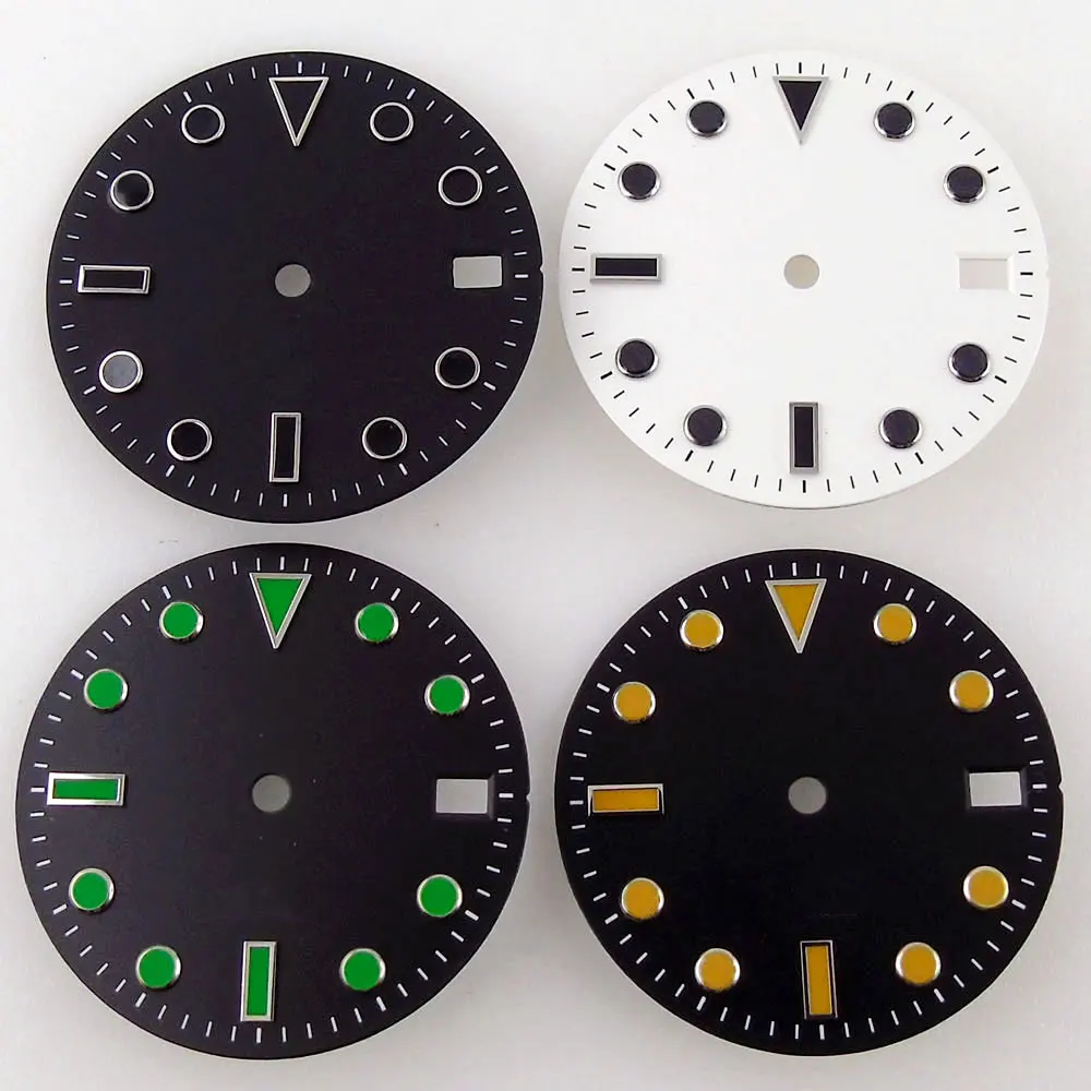 fit NH35A ETA 2824 2836 MIYOTA 8215 821A MINGZHU 2813 3804 28.5mm Nologo Green/Orange Index Black/White Watch Dial Date Window
fit NH35A ETA 2824 2836 MIYOTA 8215 821A MINGZHU 2813 3804 28.5mm Nologo Green/Orange Index Black/White Watch Dial Date Window