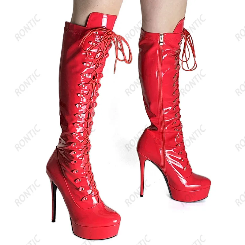 Rontic Handmade Women Winter Knee Boots Faux Leather Unisex Sexy Stiletto Heel Round Toe Fabulous Black Party Shoes Us Size 5-20
Rontic Handmade Women Winter Knee Boots Faux Leather Unisex Sexy Stiletto Heel Round Toe Fabulous Black Party Shoes Us Size 5-20