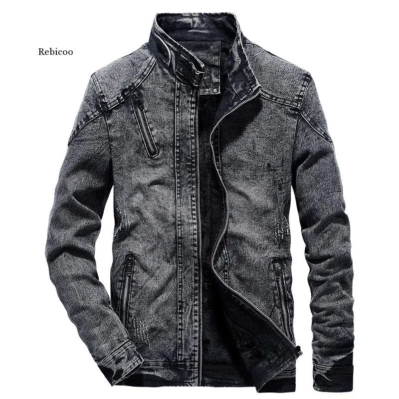Vintage Denim Jackets Men Slim Fit Solid Color Casual Mens Jeans Coat Fashion Stand Clothes for Men Black Blue
Vintage Denim Jackets Men Slim Fit Solid Color Casual Mens Jeans Coat Fashion Stand Clothes for Men Black Blue