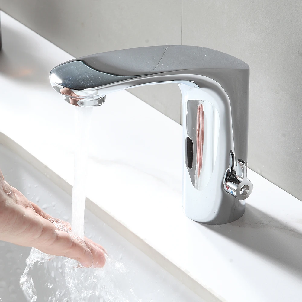 Automatic smart basin taps faucet body full brass copper brushed chrome mixer water cold & hot ac 220 v and battery power
Automatic smart basin taps faucet body full brass copper brushed chrome mixer water cold & hot ac 220 v and battery power