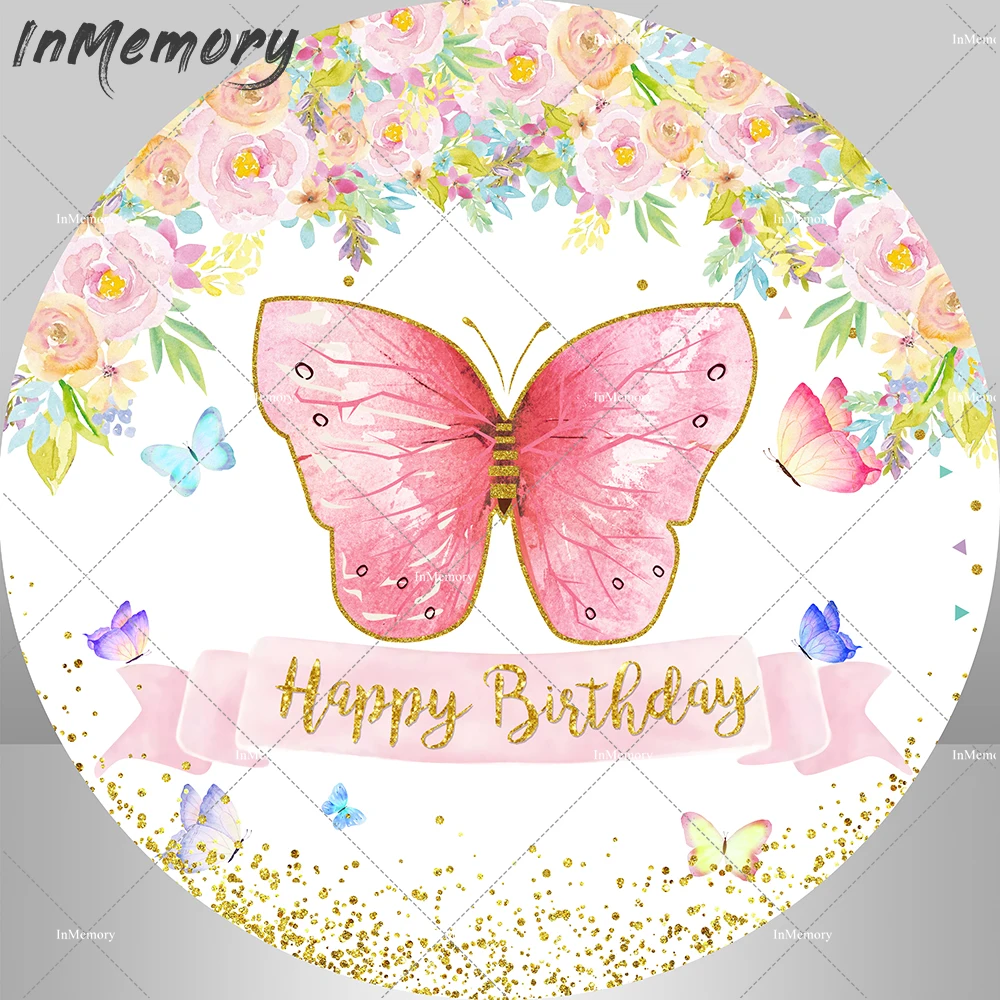 Pink Butterfly Baby Shower Backdrop Photo Floral Fairy Princess Round Background Girl First Birthday Party Decoration
Pink Butterfly Baby Shower Backdrop Photo Floral Fairy Princess Round Background Girl First Birthday Party Decoration