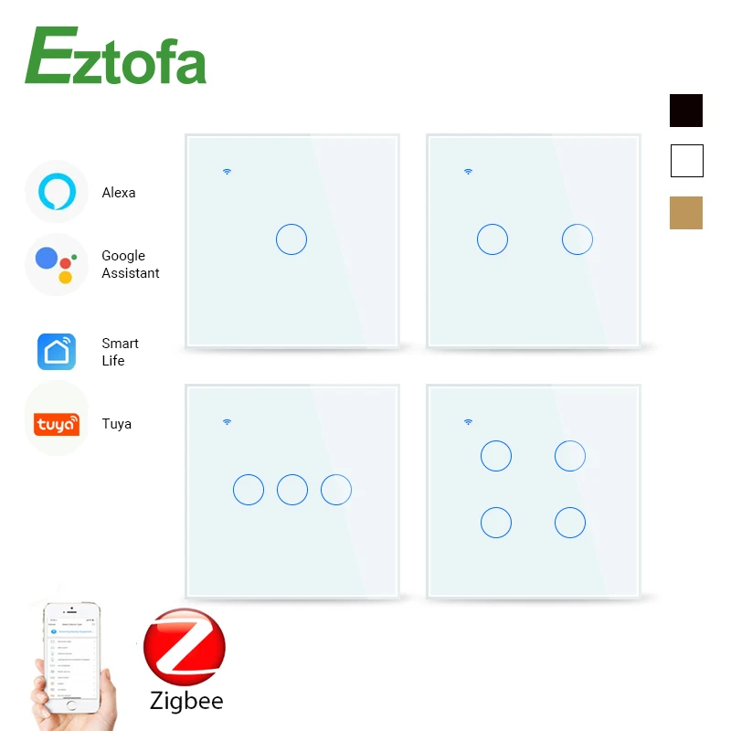 ZigBee Smart Home Wifi Wall Touch Wwitch,2/3 Way, Tempered Glass Panel Whole House Light Control SwitchAC85-240V,1/2/3/4 Gang
ZigBee Smart Home Wifi Wall Touch Wwitch,2/3 Way, Tempered Glass Panel Whole House Light Control SwitchAC85-240V,1/2/3/4 Gang