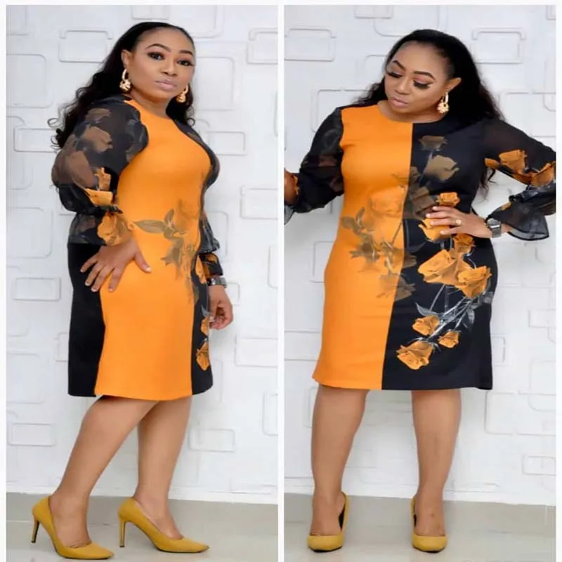 New Autumn Chiffon Bodycon Dress African Clothes Women Flower Print Chiffon Patchwork Dress O-Neck Knee Length Dress Office Lady
New Autumn Chiffon Bodycon Dress African Clothes Women Flower Print Chiffon Patchwork Dress O-Neck Knee Length Dress Office Lady