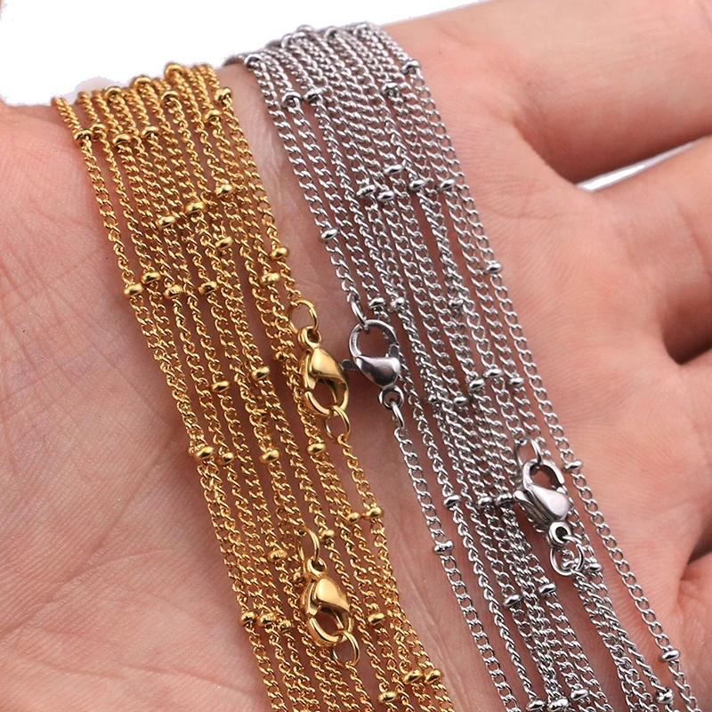 10pcs/lot Width 1.5mm Stainless Steel Bead Gold Chain Necklace Women Chains DIY Jewelry Findings Making Materials Accessories
10pcs/lot Width 1.5mm Stainless Steel Bead Gold Chain Necklace Women Chains DIY Jewelry Findings Making Materials Accessories