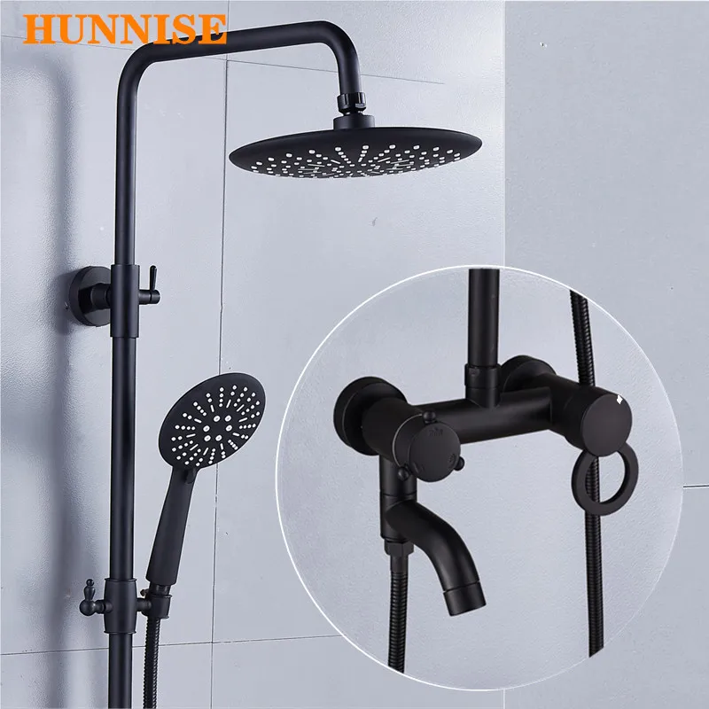 Bathroom Shower Set Matte Black Bathroom Shower Mixer Set Round Rainfall ABS Shower Head Wall Mounted Black Bath Shower System
Bathroom Shower Set Matte Black Bathroom Shower Mixer Set Round Rainfall ABS Shower Head Wall Mounted Black Bath Shower System