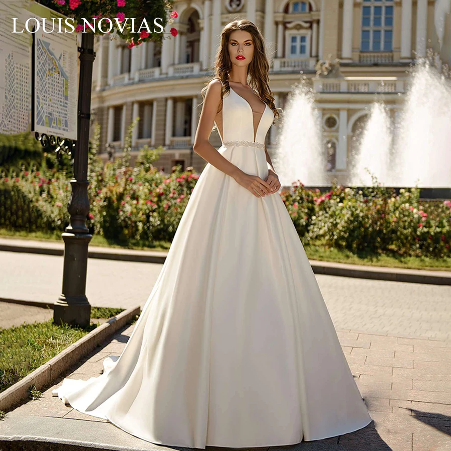 Женское атласное платье Louis Novias, винтажное свадебное платье с глубоким V-образным вырезом, 2019
Женское атласное платье Louis Novias, винтажное свадебное платье с глубоким V-образным вырезом, 2019