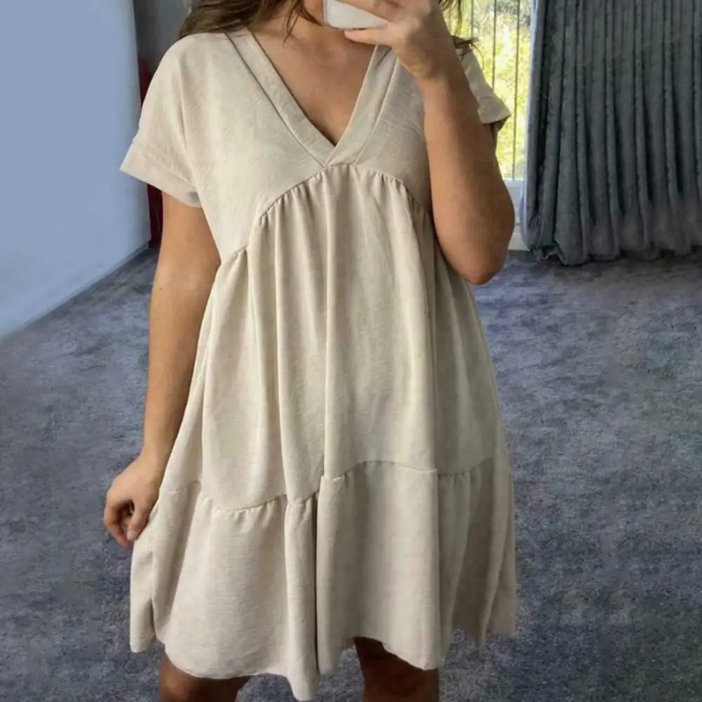 Casual Loose Summer Dress Simple Mini Dress V Neck High Waist Woman Dresses Short Sleeve Ruffles Short Dress Beach Sundress
Casual Loose Summer Dress Simple Mini Dress V Neck High Waist Woman Dresses Short Sleeve Ruffles Short Dress Beach Sundress