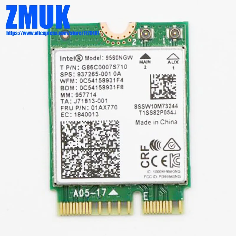 Int Dual Band Wireless-AC 9560 w/ BT 5.0 WiFi Card For Thinkpad P52 P72 P1 L390 P330 M920q M920x M920z M920t Series,FRU 01AX770
Int Dual Band Wireless-AC 9560 w/ BT 5.0 WiFi Card For Thinkpad P52 P72 P1 L390 P330 M920q M920x M920z M920t Series,FRU 01AX770