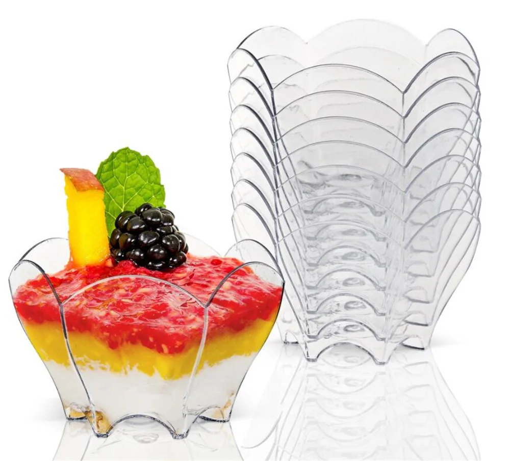 100pcs/lot Mini Dessert Cups 2.5oz Clear Small Parfaits Serving Bowl Tasting Party Desserts Appetizers Plate Flower Shape
100pcs/lot Mini Dessert Cups 2.5oz Clear Small Parfaits Serving Bowl Tasting Party Desserts Appetizers Plate Flower Shape