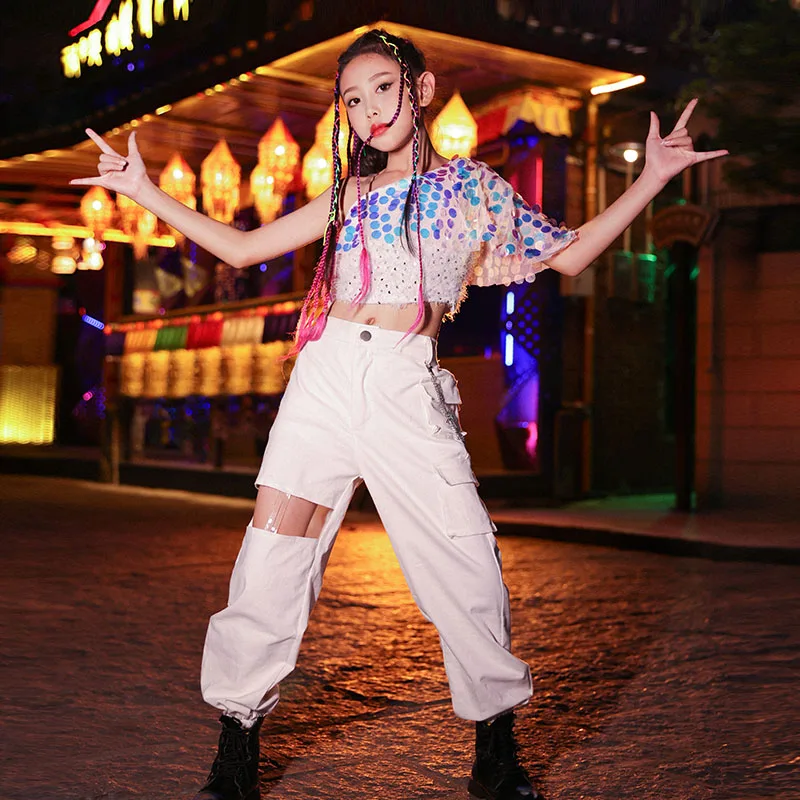 Teen Girls Jazz Dance Costume Hip Hop Streetwear Sequins Tops Hollow Out Loose Pants Set Street Dance Performance Wear VDB4241
Teen Girls Jazz Dance Costume Hip Hop Streetwear Sequins Tops Hollow Out Loose Pants Set Street Dance Performance Wear VDB4241