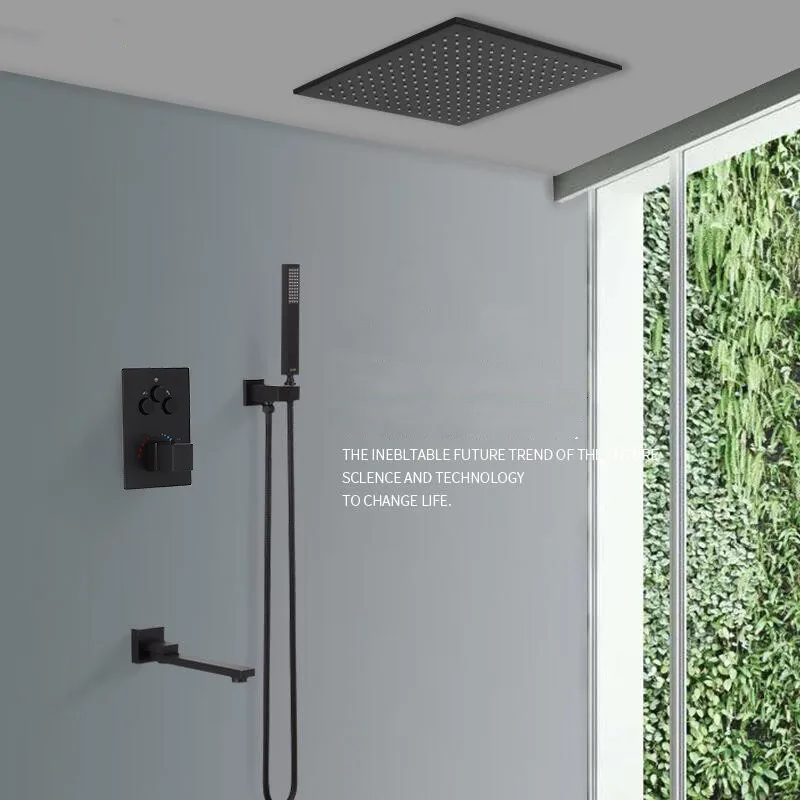 Bathroom Shower Faucet Set Wall Concealed Matte Black Square Brass Ceiling Rainfall Shower Faucet 2Way or 3 ways
Bathroom Shower Faucet Set Wall Concealed Matte Black Square Brass Ceiling Rainfall Shower Faucet 2Way or 3 ways