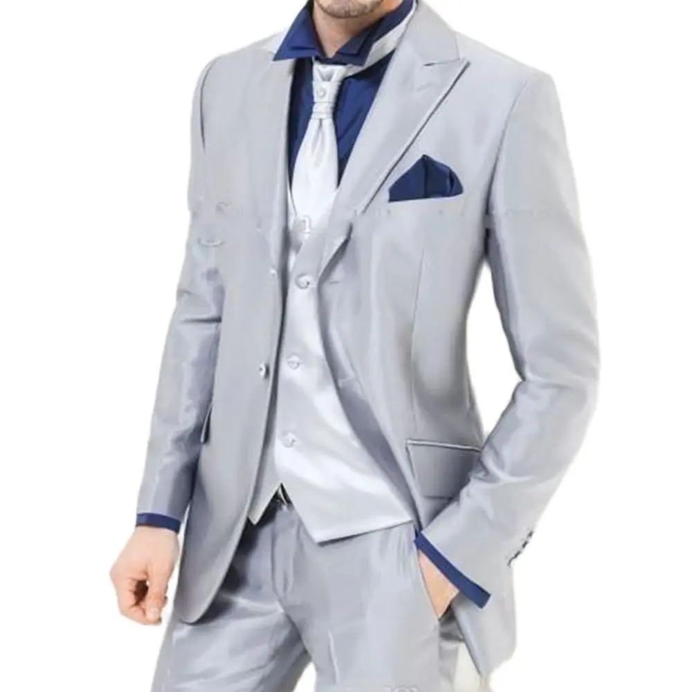 Custom Made Silver Shiny Satin Men‘S Suits 3pcs Jacket Pants Vest With Free Tie Male Blazer Trousers Dinner Party Wear Clothing
Custom Made Silver Shiny Satin Men‘S Suits 3pcs Jacket Pants Vest With Free Tie Male Blazer Trousers Dinner Party Wear Clothing