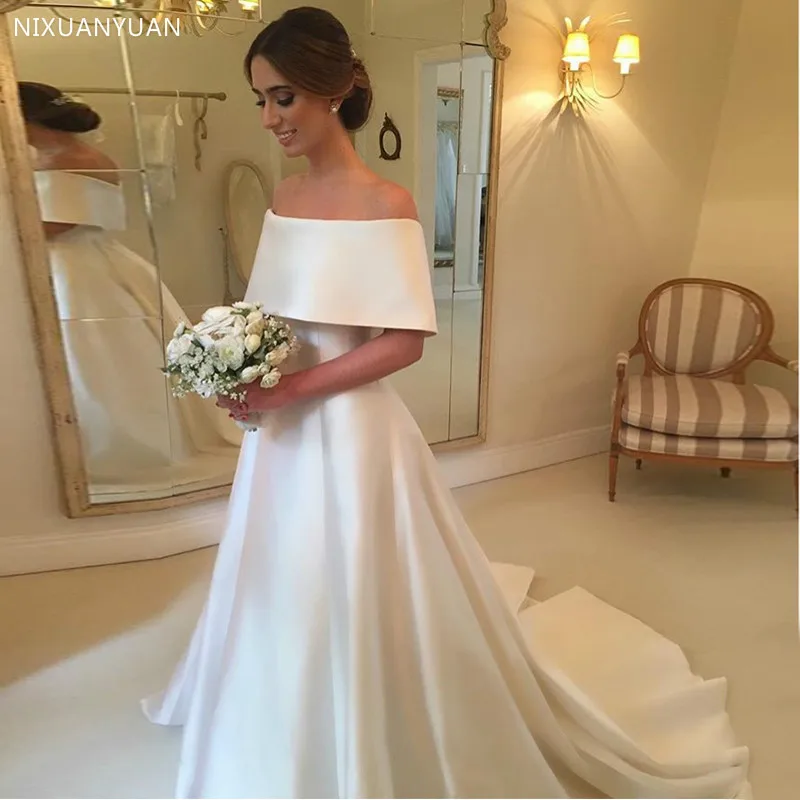 Vintage White Ivory Wedding Dresses Off The Shoulder Satin A-line Bridal Dresses Sweep Train 2023 Vestido De Novia
Vintage White Ivory Wedding Dresses Off The Shoulder Satin A-line Bridal Dresses Sweep Train 2023 Vestido De Novia
