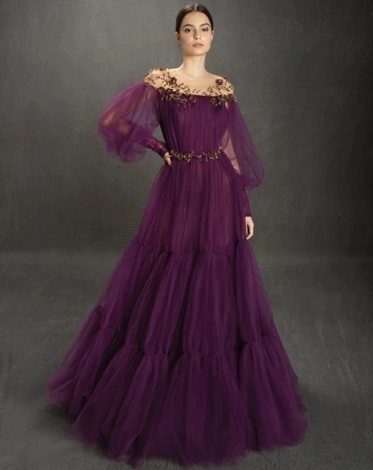 BridalAffair Long Puff Sleeves Prom Dresses Scoop Neck Beads Chiffon Princess Evening Gowns Women Party Dress Plus Size
BridalAffair Long Puff Sleeves Prom Dresses Scoop Neck Beads Chiffon Princess Evening Gowns Women Party Dress Plus Size