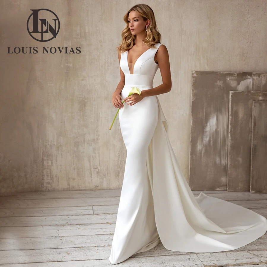 LOUIS NOVIAS Mermaid Wedding Dress Sexy Modern V-Neck Backless Detachable Train Bridal Bow Satin Wedding Gown Vestidos De Novia
LOUIS NOVIAS Mermaid Wedding Dress Sexy Modern V-Neck Backless Detachable Train Bridal Bow Satin Wedding Gown Vestidos De Novia