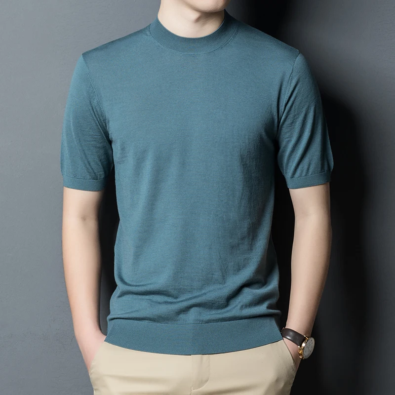 Top Grade 100% Merino Wool Tee Shirts Men's Short Sleeve Knitwear Male Solid Color Jumper Pure Wool Knit Tops
Top Grade 100% Merino Wool Tee Shirts Men's Short Sleeve Knitwear Male Solid Color Jumper Pure Wool Knit Tops