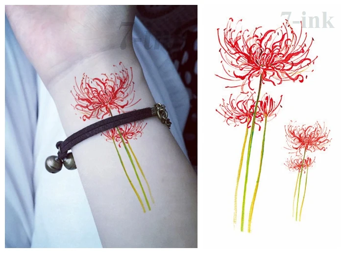 Water Transfer Fake Tattoo Red Spider Lily Flower Tatto Waterproof Temporary Flash Tatoo For Woman Gril 10.5*6cm
Water Transfer Fake Tattoo Red Spider Lily Flower Tatto Waterproof Temporary Flash Tatoo For Woman Gril 10.5*6cm