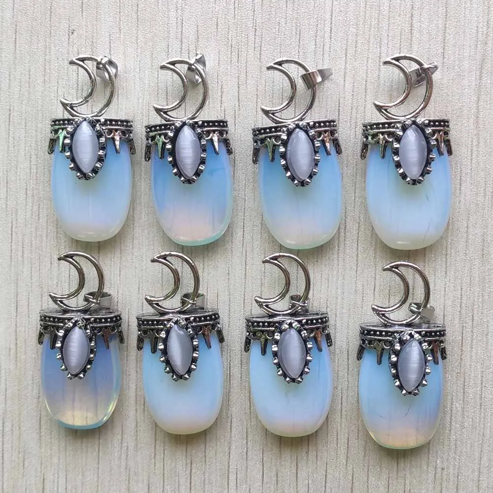 Fashion opal stone Antique Silver Color Moon pendants for jewelry making diy necklace accessories wholesale 8pcs free shipping
Fashion opal stone Antique Silver Color Moon pendants for jewelry making diy necklace accessories wholesale 8pcs free shipping