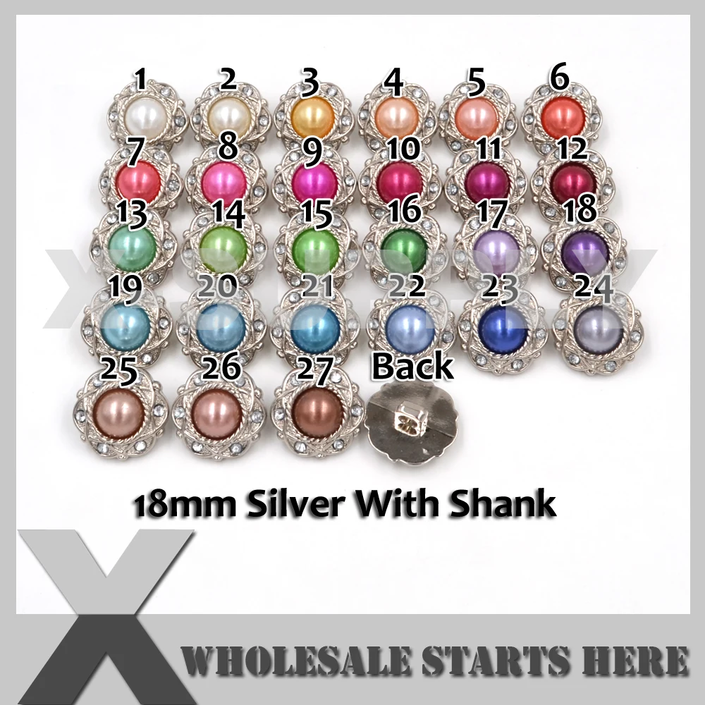 Mixed Colors 18mm Round Pearl Acrylic Rhinestone Button with Shank in Silver Base for Flower Centers
Mixed Colors 18mm Round Pearl Acrylic Rhinestone Button with Shank in Silver Base for Flower Centers