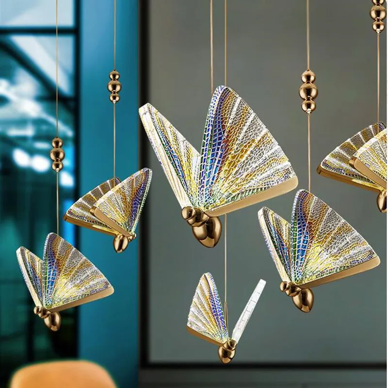 Modern Colorful Butterfly Pendant Lights For Loft Hotel Staircase Golden Lutres Dining Lustre Clear Bedside Hanging Lamp
Modern Colorful Butterfly Pendant Lights For Loft Hotel Staircase Golden Lutres Dining Lustre Clear Bedside Hanging Lamp