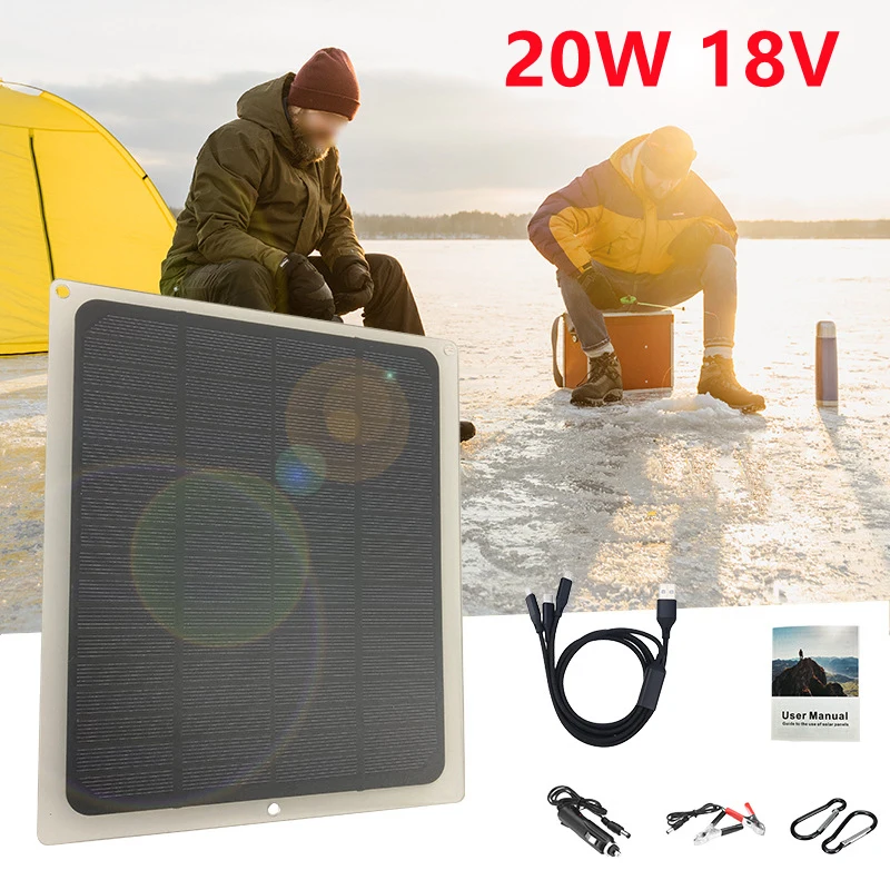 Гибкая солнечная панель 20W18V, зарядное устройство для аккумулятора, сотовая система, комплект для смартфона, уличный кемпинг, RV, рыбалка, лодка
Гибкая солнечная панель 20W18V, зарядное устройство для аккумулятора, сотовая система, комплект для смартфона, уличный кемпинг, RV, рыбалка, лодка