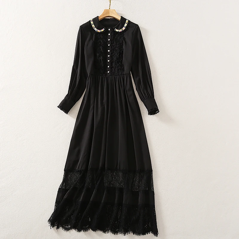 High Quality Newest Nice Designer Nice Women's Long Sleeve Peter Pan Collar Long Dress
High Quality Newest Nice Designer Nice Women's Long Sleeve Peter Pan Collar Long Dress