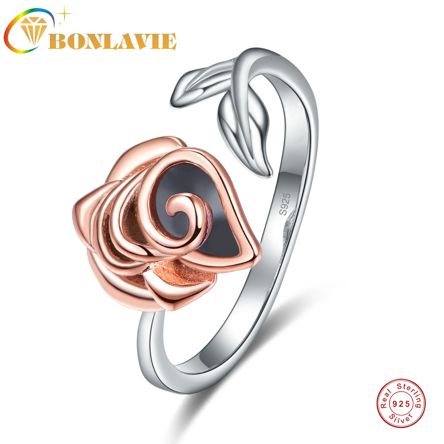 BONLAVIE Sterling Silver Three Dimensional Rose Flower Open Ring Women Fine Jewelry
BONLAVIE Sterling Silver Three Dimensional Rose Flower Open Ring Women Fine Jewelry