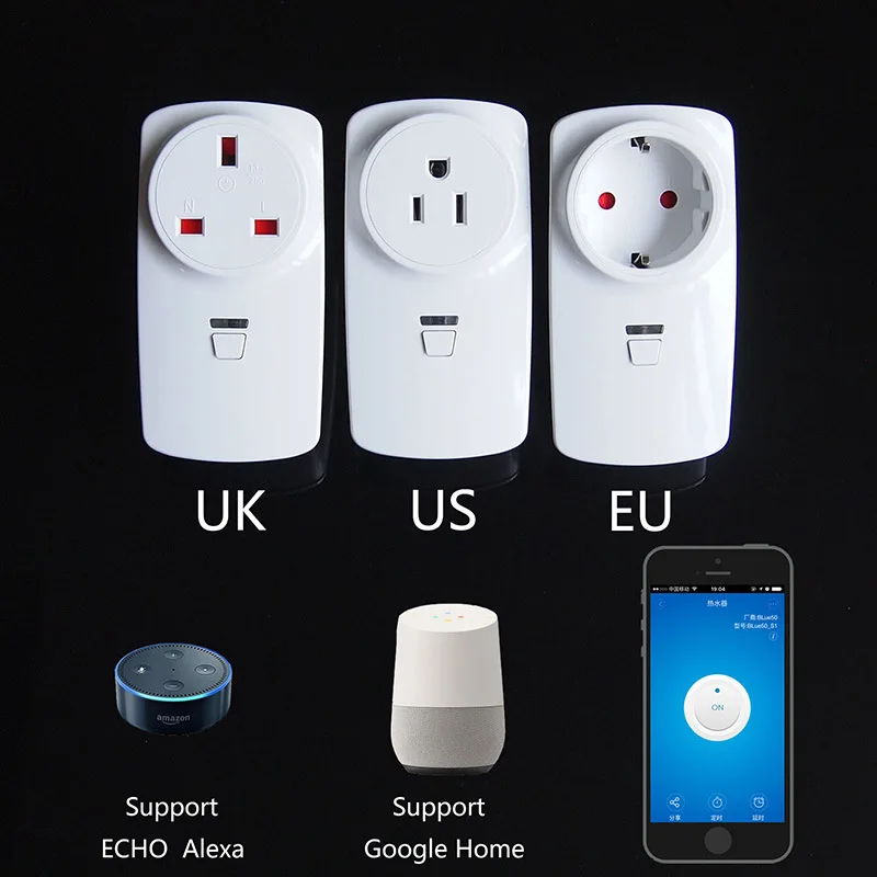 Intelligent socket WiFi Echo Alexa Handset switch Timing plug Voice control British European American Standard
Intelligent socket WiFi Echo Alexa Handset switch Timing plug Voice control British European American Standard