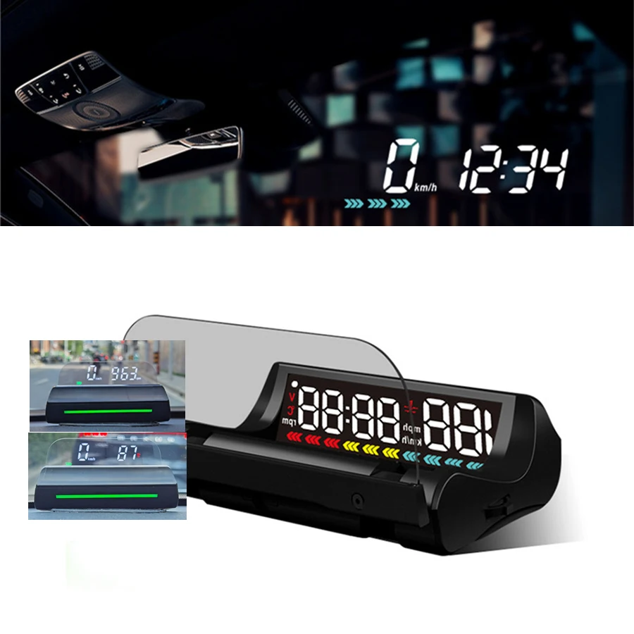 OBD2 Electric folding screen HUD Speed RPM Low voltage alarm with Colorful Ambient Light
OBD2 Electric folding screen HUD Speed RPM Low voltage alarm with Colorful Ambient Light