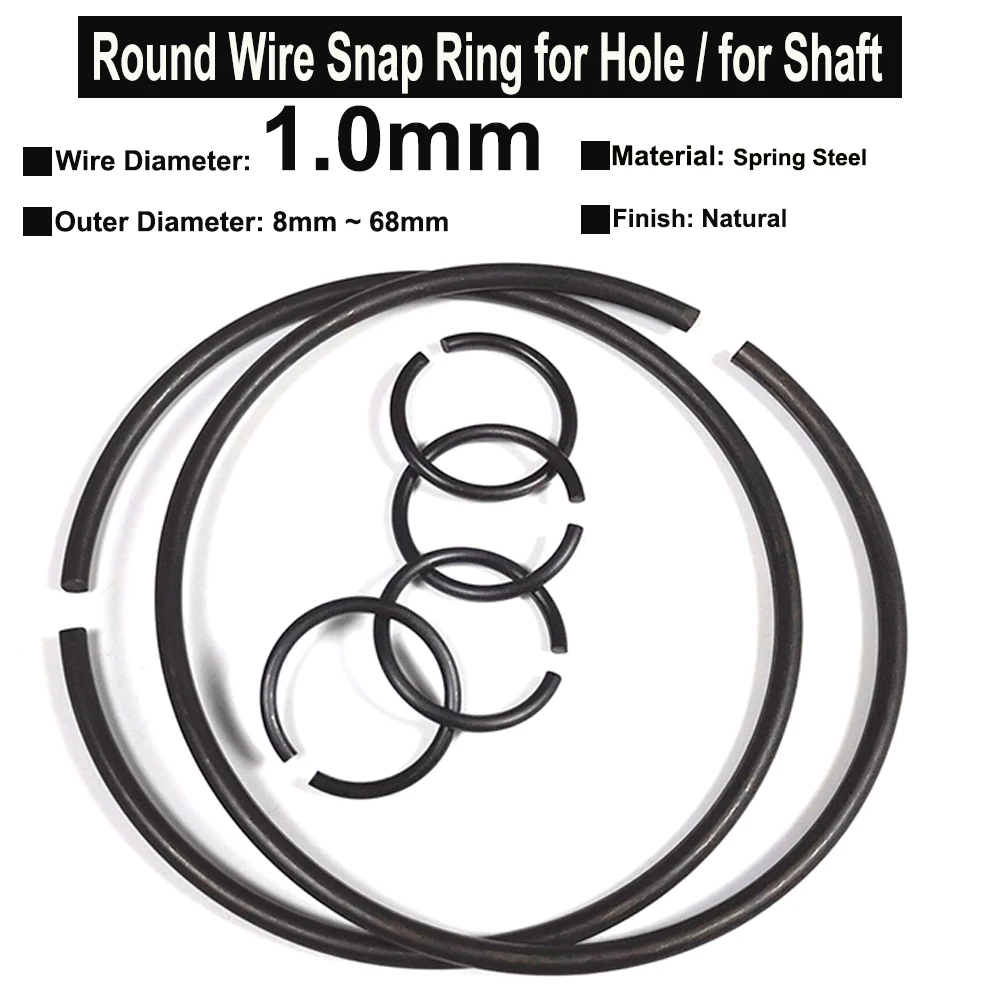 10Pcs Wire Diameter φ1.0mm Spring Steel Round Wire Snap Rings for Hole Retainer Circlips for Shaft OD=8mm~68mm
10Pcs Wire Diameter φ1.0mm Spring Steel Round Wire Snap Rings for Hole Retainer Circlips for Shaft OD=8mm~68mm
