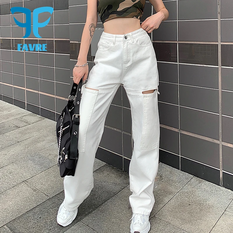 FAVRE Fashion Hollow Out White Womens Jeans Streetwear High Waist Button Denim Pants Vintage Straight Harajuku Cargo Trousers
FAVRE Fashion Hollow Out White Womens Jeans Streetwear High Waist Button Denim Pants Vintage Straight Harajuku Cargo Trousers