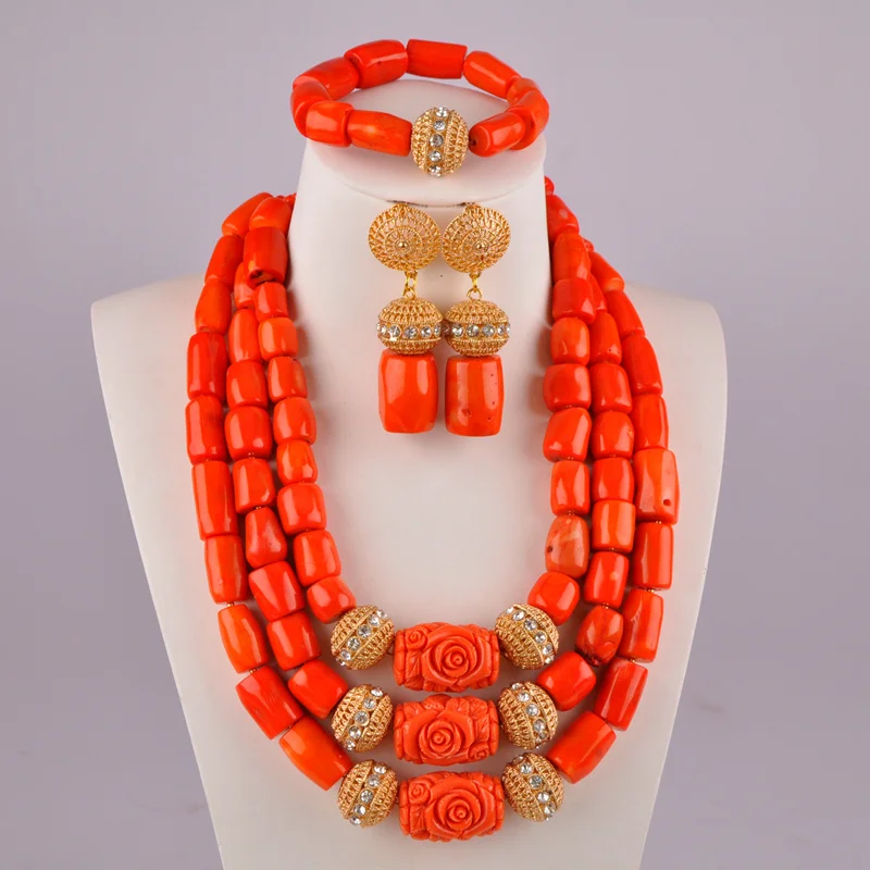 Luxury Nigeria Wedding Orange Coral Beads Bridal Wedding Jewelry African Jewelry Necklace Bracelet Earring Set AU-21
Luxury Nigeria Wedding Orange Coral Beads Bridal Wedding Jewelry African Jewelry Necklace Bracelet Earring Set AU-21
