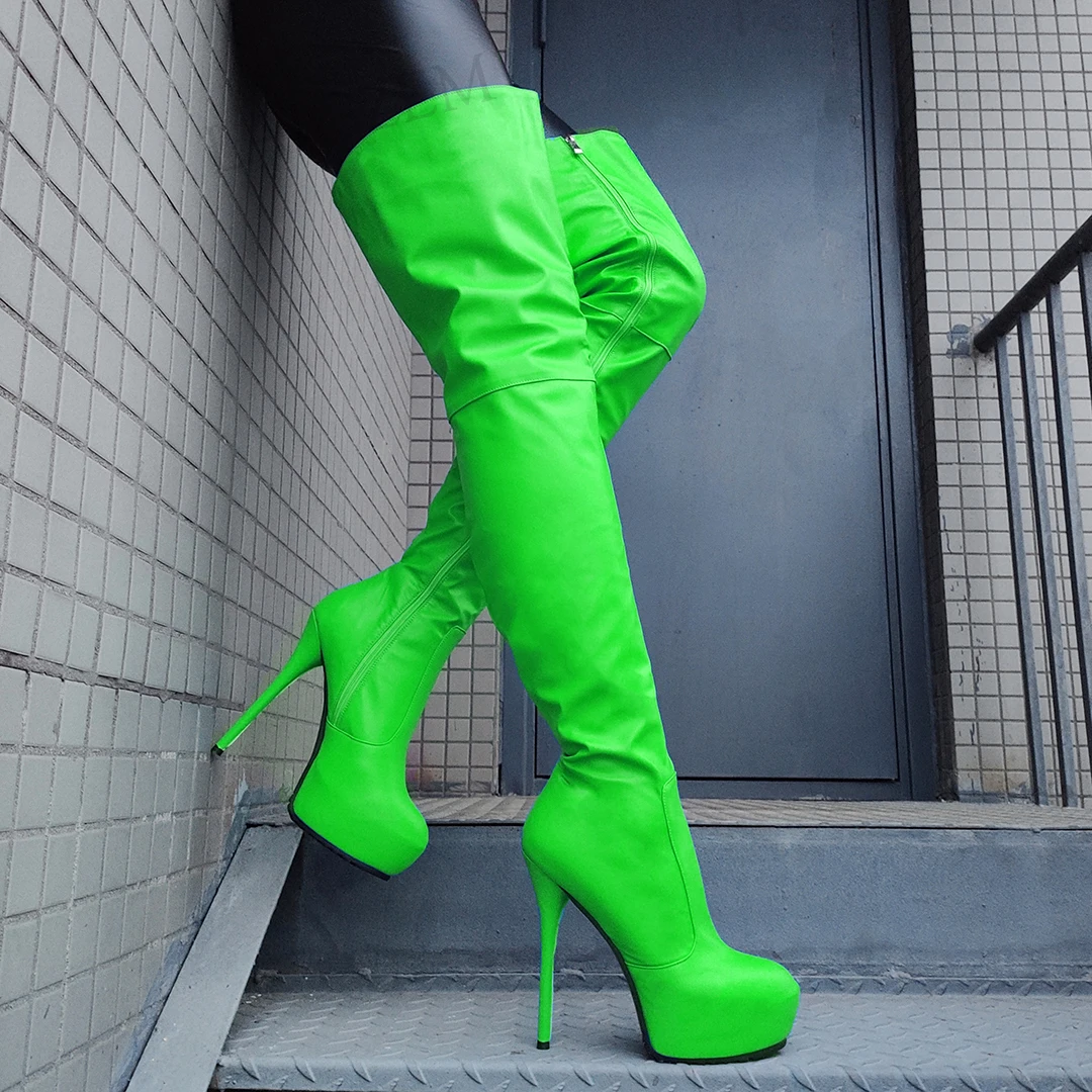 BERZIMER Women Thigh High Heels Boots Faux Leather Platform Round Toe Party Prom Side Zip Up Shoes Woman Big Size 42 44 48 52
BERZIMER Women Thigh High Heels Boots Faux Leather Platform Round Toe Party Prom Side Zip Up Shoes Woman Big Size 42 44 48 52