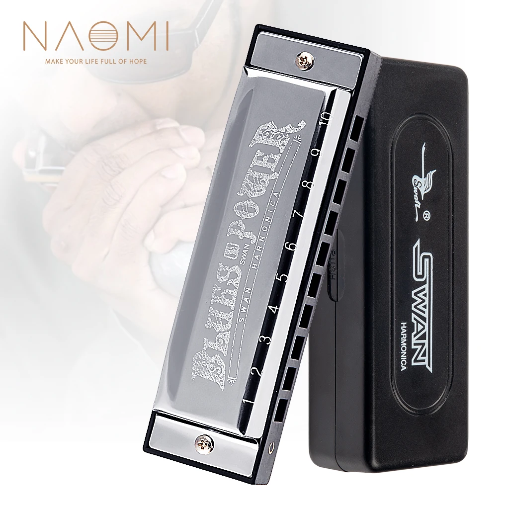 NAOMI Swan10 Holes Diatonic Harmonica Stainless Steel Cover Brass Reed Key C Blues Jazz Band Mouth Organ Instruments With Case
NAOMI Swan10 Holes Diatonic Harmonica Stainless Steel Cover Brass Reed Key C Blues Jazz Band Mouth Organ Instruments With Case