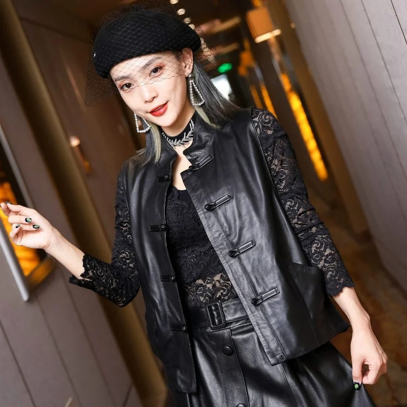 Genuine Vintage Leather Vest Women Stand Collar Single Breasted Sleeveless Waistcoat Jackets Loose Fit Casual Sheepskin Vests
Genuine Vintage Leather Vest Women Stand Collar Single Breasted Sleeveless Waistcoat Jackets Loose Fit Casual Sheepskin Vests