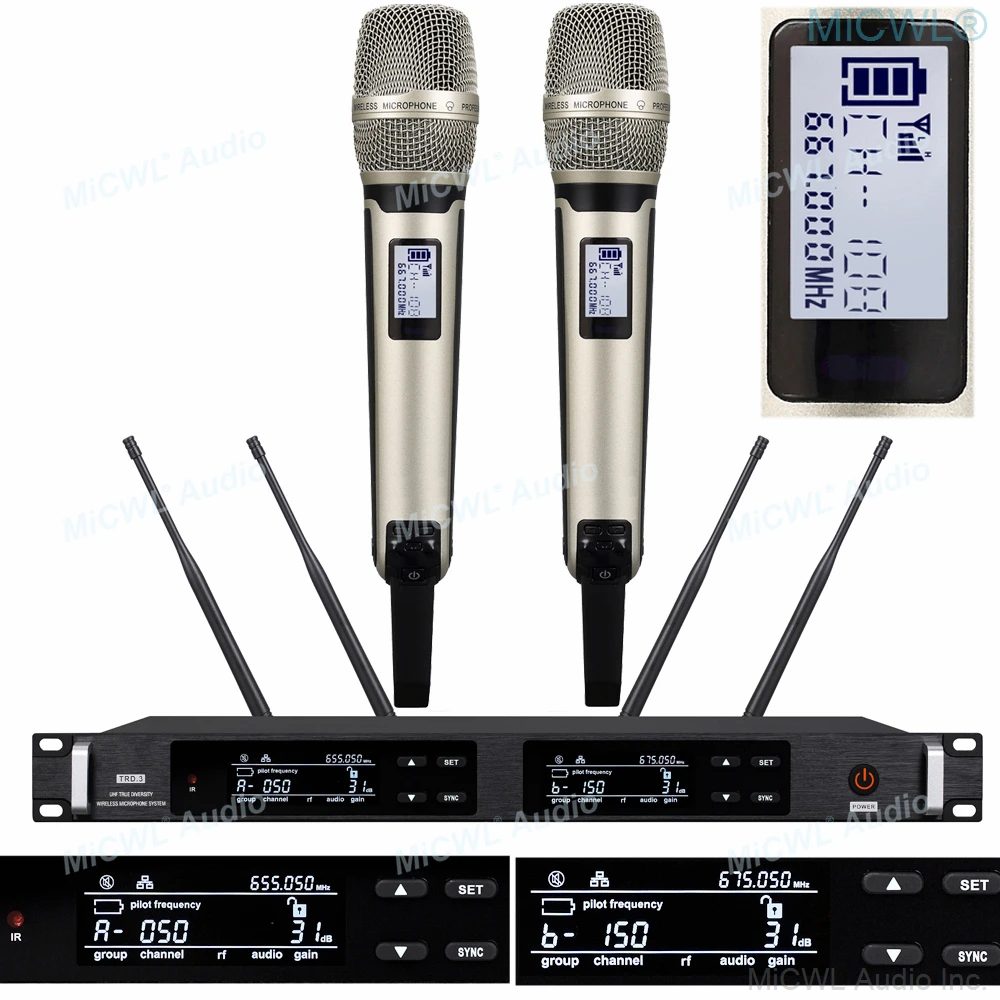 Микрофон MiCWL AD4D, 300 каналов, беспроводной, цифровой микрофон SKM9000, истинное разнообразие, для выступлений, концертов, ручные микрофоны, 4 антенны
Микрофон MiCWL AD4D, 300 каналов, беспроводной, цифровой микрофон SKM9000, истинное разнообразие, для выступлений, концертов, ручные микрофоны, 4 антенны