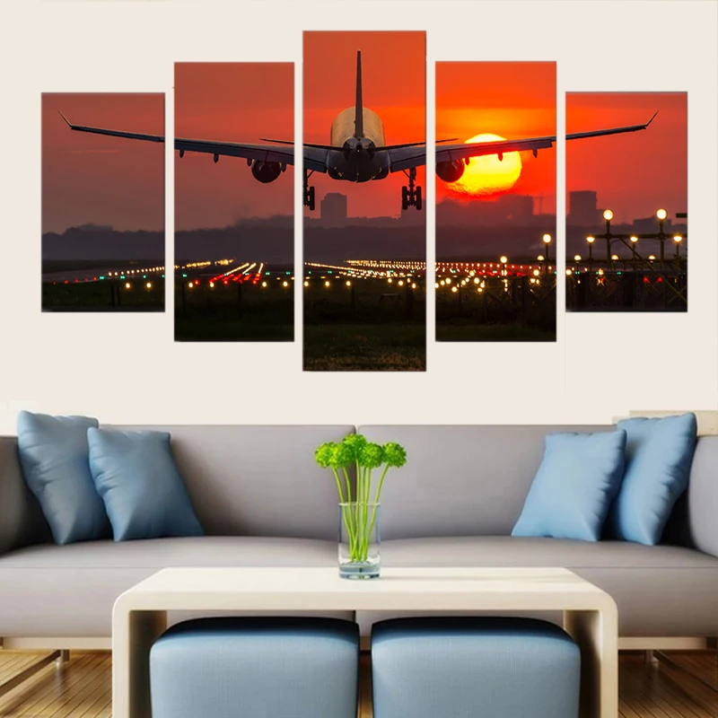 5 Piece Canvas Wall Art Red Sunset Landscape And Airplane Poster Living Room Modern Decoration Bedroom Image Home Office Picture
5 Piece Canvas Wall Art Red Sunset Landscape And Airplane Poster Living Room Modern Decoration Bedroom Image Home Office Picture