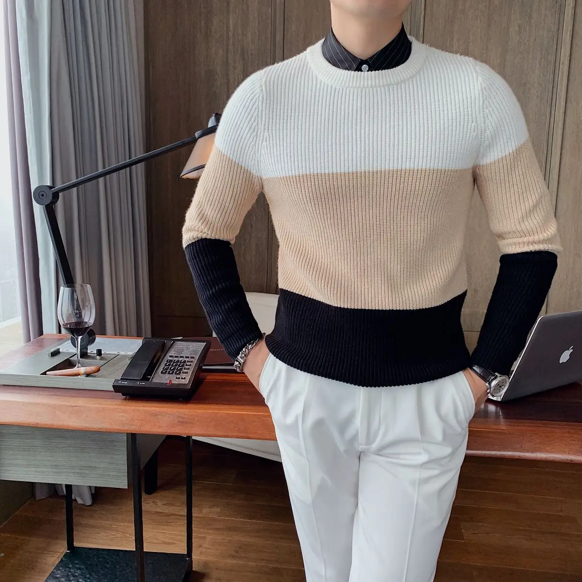 Multicolor Men's Autumn Spaced Striped Sweater Pullover Round Neck Casual All-match Top Fashion Pullover Sweater Men Erkek Kazak
Multicolor Men's Autumn Spaced Striped Sweater Pullover Round Neck Casual All-match Top Fashion Pullover Sweater Men Erkek Kazak