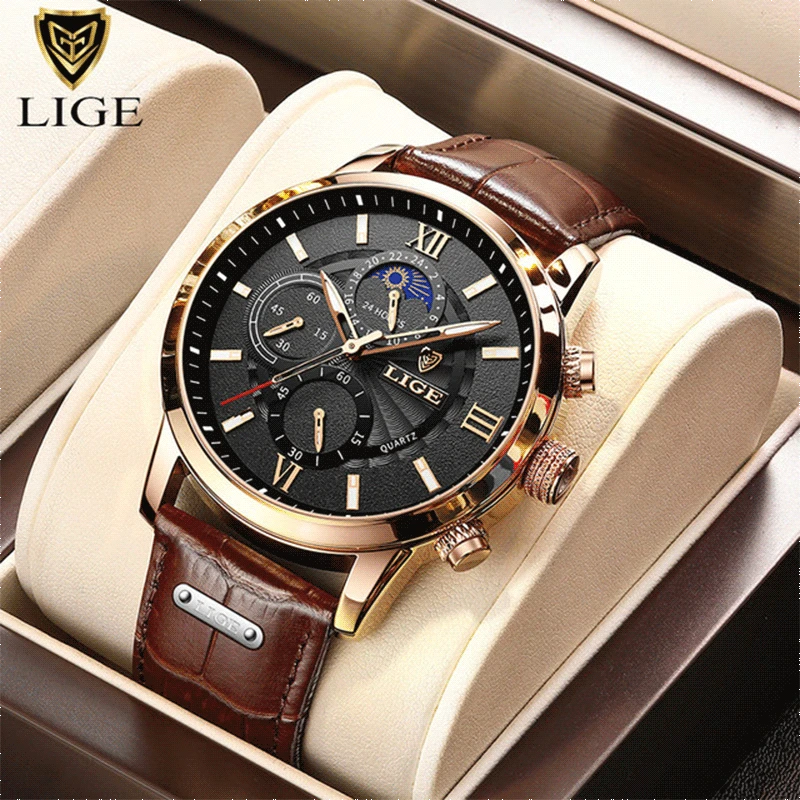 LIGE Business Leather Strap Men Quartz Watches Top Brand Luxury Sports Men WristWatch Waterproof Chronograph Relogio Masculino
LIGE Business Leather Strap Men Quartz Watches Top Brand Luxury Sports Men WristWatch Waterproof Chronograph Relogio Masculino