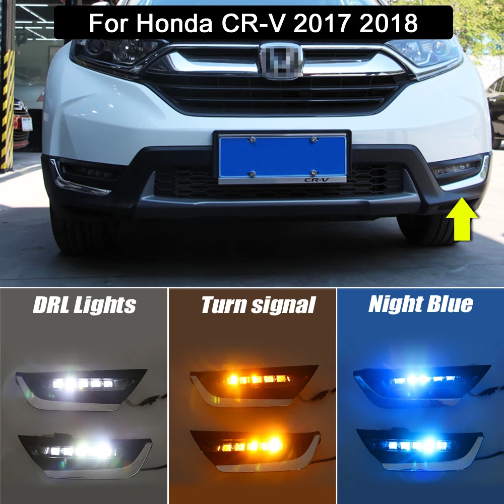 Car Fog Lamp White LED DRL Daytime Light Blue Night Driving Light Dynamic Amber Turn Signal Light For Honda CRV CR-V 2017 2018
Car Fog Lamp White LED DRL Daytime Light Blue Night Driving Light Dynamic Amber Turn Signal Light For Honda CRV CR-V 2017 2018